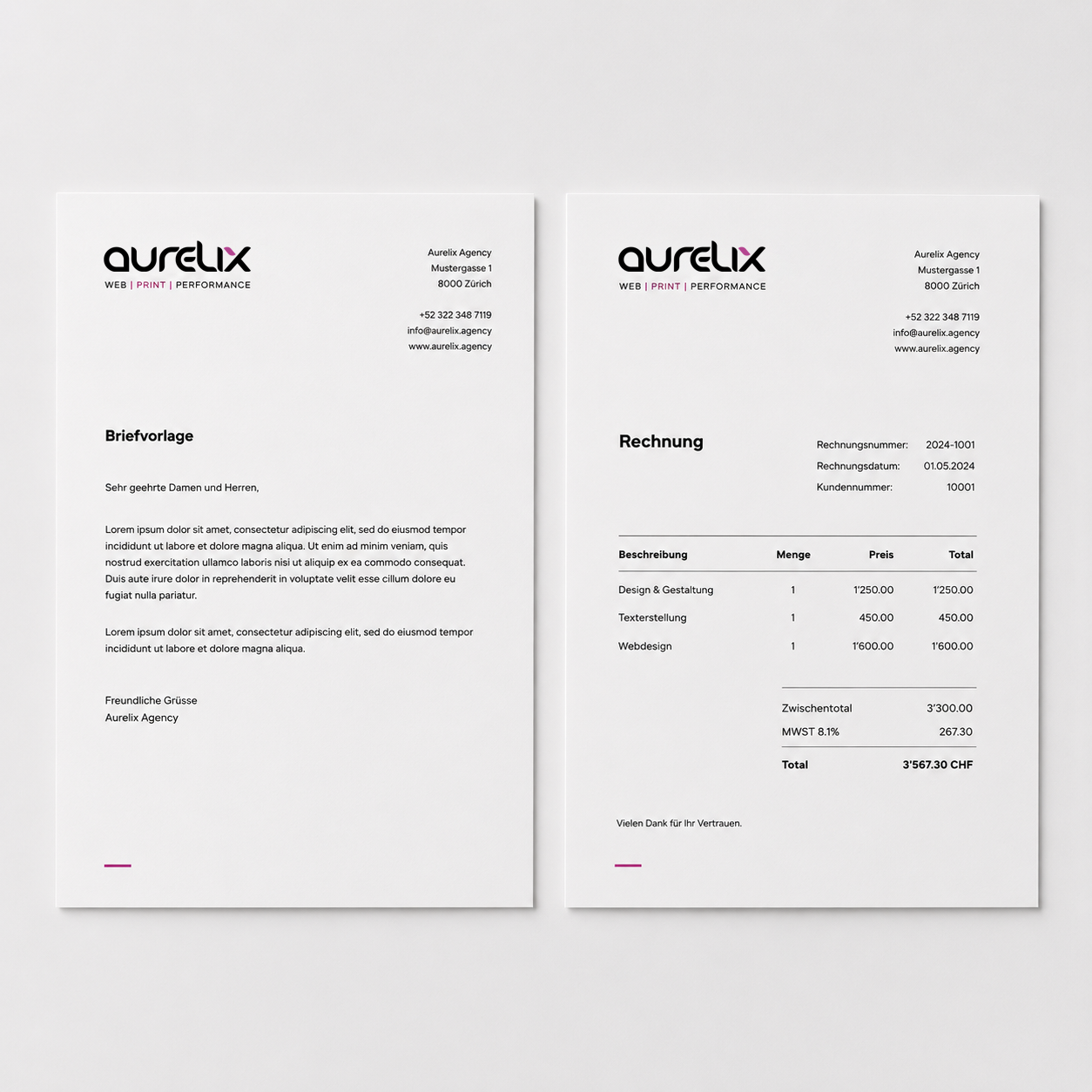 Corporate Design - Letterhead and Invoice Paper