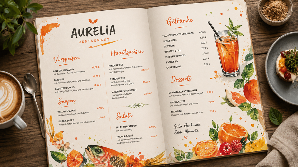 Menükarte Kreativ & Auffällig