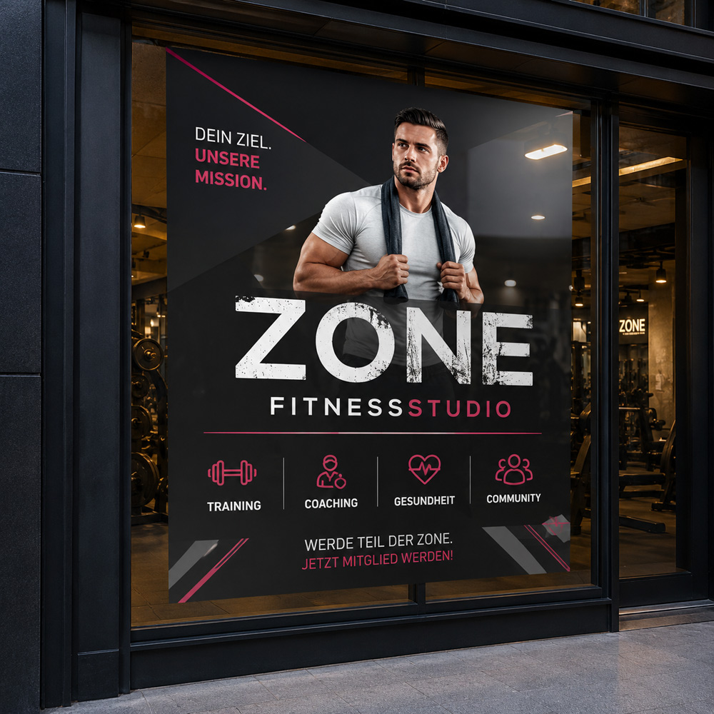 Schaufensterfolie Fitnessstudio